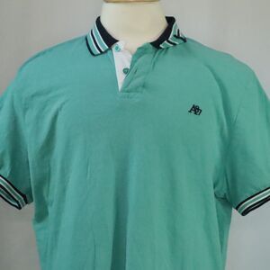 Aeropostale Polo Shirt Mens XL Teal Blue Black Trim Short Sleeve